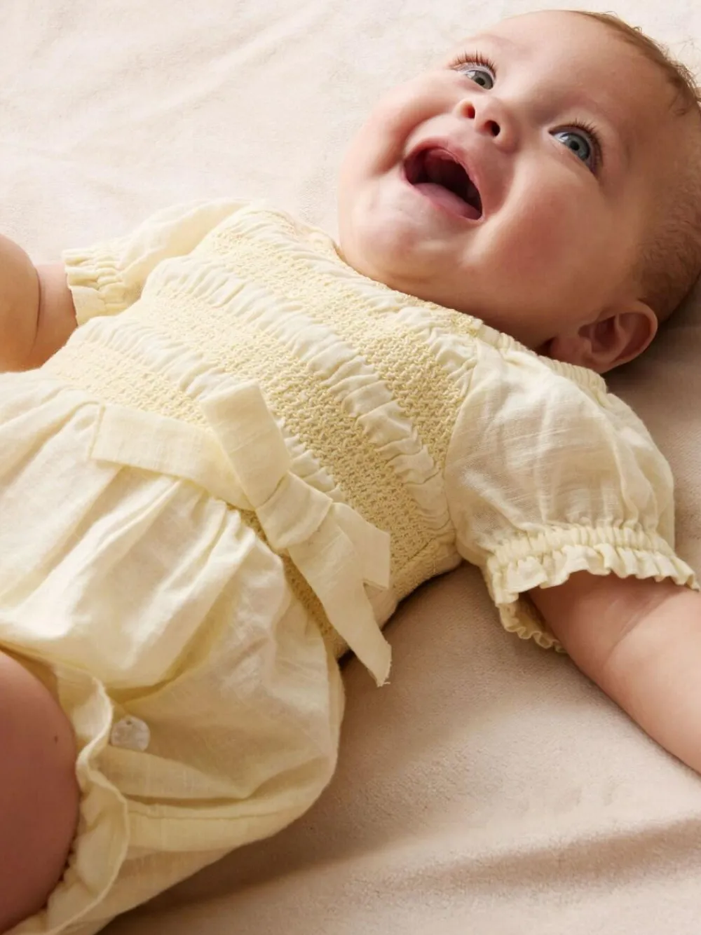 Angel & Rocket Yellow Etta Shirred Rompersuits^ Rompers & Overalls