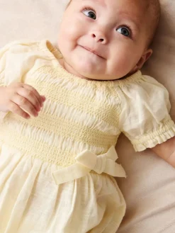 Angel & Rocket Yellow Etta Shirred Rompersuits^ Rompers & Overalls