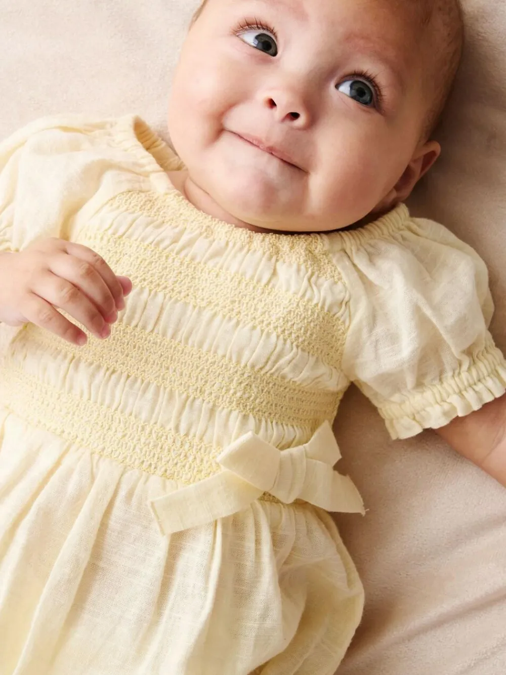 Angel & Rocket Yellow Etta Shirred Rompersuits^ Rompers & Overalls