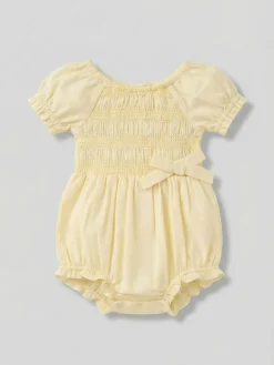 Angel & Rocket Yellow Etta Shirred Rompersuits^ Rompers & Overalls