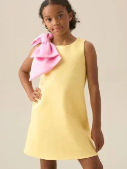 Discount Angel & Rocket Yellow Thea Oversized Bow Shoulder Dress