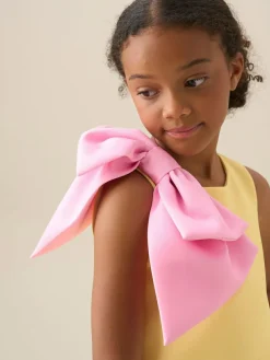 Discount Angel & Rocket Yellow Thea Oversized Bow Shoulder Dress