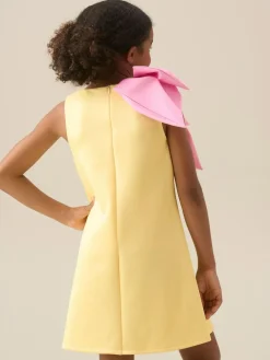 Discount Angel & Rocket Yellow Thea Oversized Bow Shoulder Dress