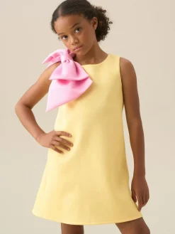 Discount Angel & Rocket Yellow Thea Oversized Bow Shoulder Dress