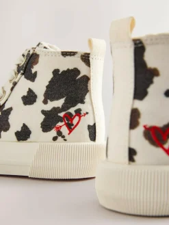 Next Animal Cow Print Standard Fit (F) High Top Trainers^BOY Sneakers|Sneakers