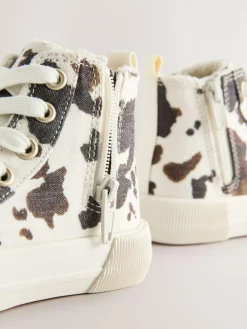 Next Animal Cow Print Standard Fit (F) High Top Trainers^BOY Sneakers|Sneakers