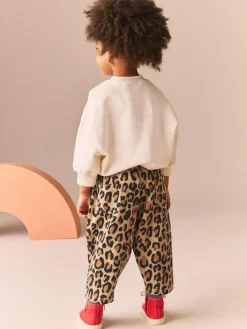 Next Animal Leopard Print Textured Barrel Leg Trousers (3mths-7yrs)^ Baby Girls|Pants & Leggings