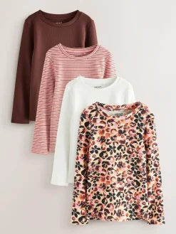 Clearance Next Animal Long Sleeve Ribbed T-Shirts 4 Pack (3-16yrs)