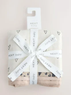 Next Animal Print Baby Muslin Cloths 4 Pack^ Unisex|Newborn Accessories