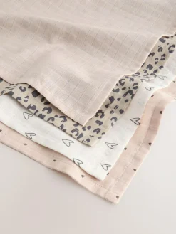 Next Animal Print Baby Muslin Cloths 4 Pack^ Unisex|Newborn Accessories