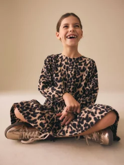 Next Animal Print Long Sleeve Jersey Dress (3-16yrs)^ Dresses