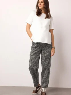 New Next Maternity Barrel Denim Jeans Animal Print