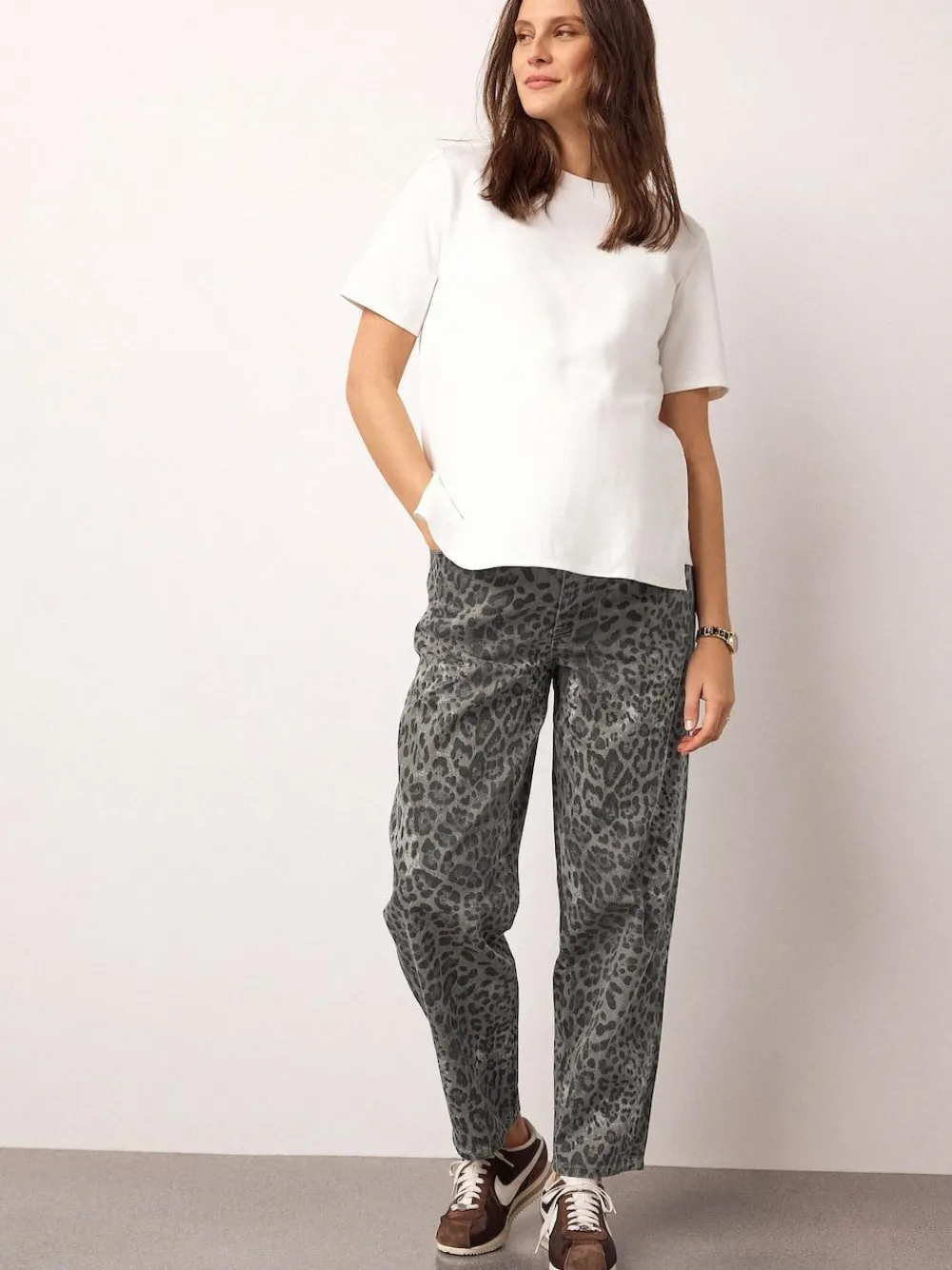 New Next Maternity Barrel Denim Jeans Animal Print