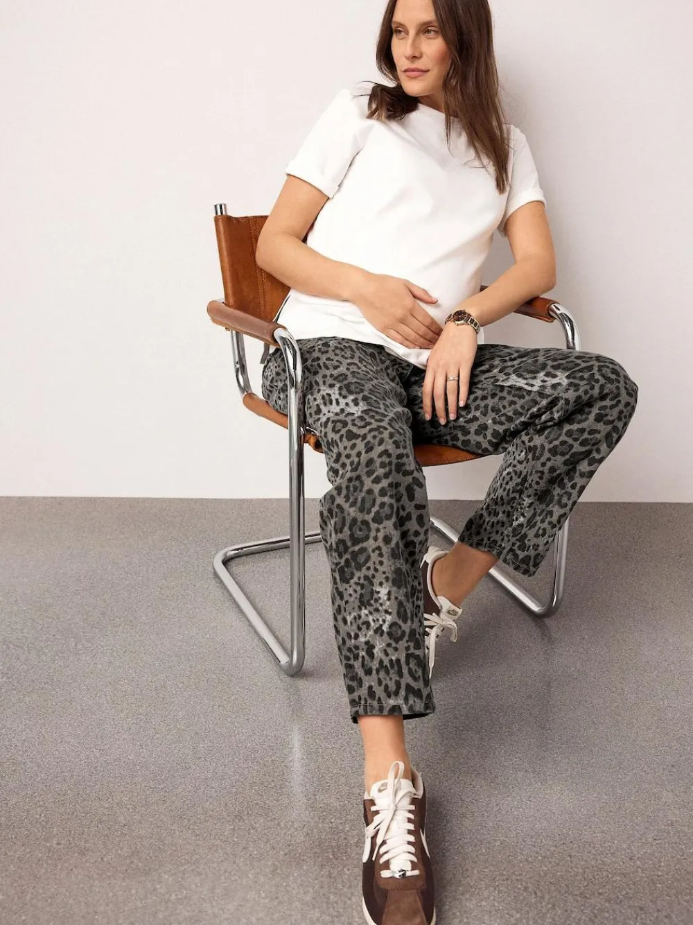 New Next Maternity Barrel Denim Jeans Animal Print