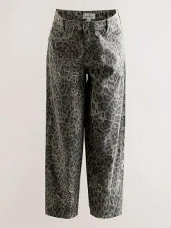 New Next Maternity Barrel Denim Jeans Animal Print