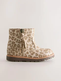 Clearance Next Animal Shimmer Wide Fit (G) Chelsea Zip Tassel Ankle Boots