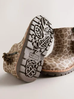 Clearance Next Animal Shimmer Wide Fit (G) Chelsea Zip Tassel Ankle Boots