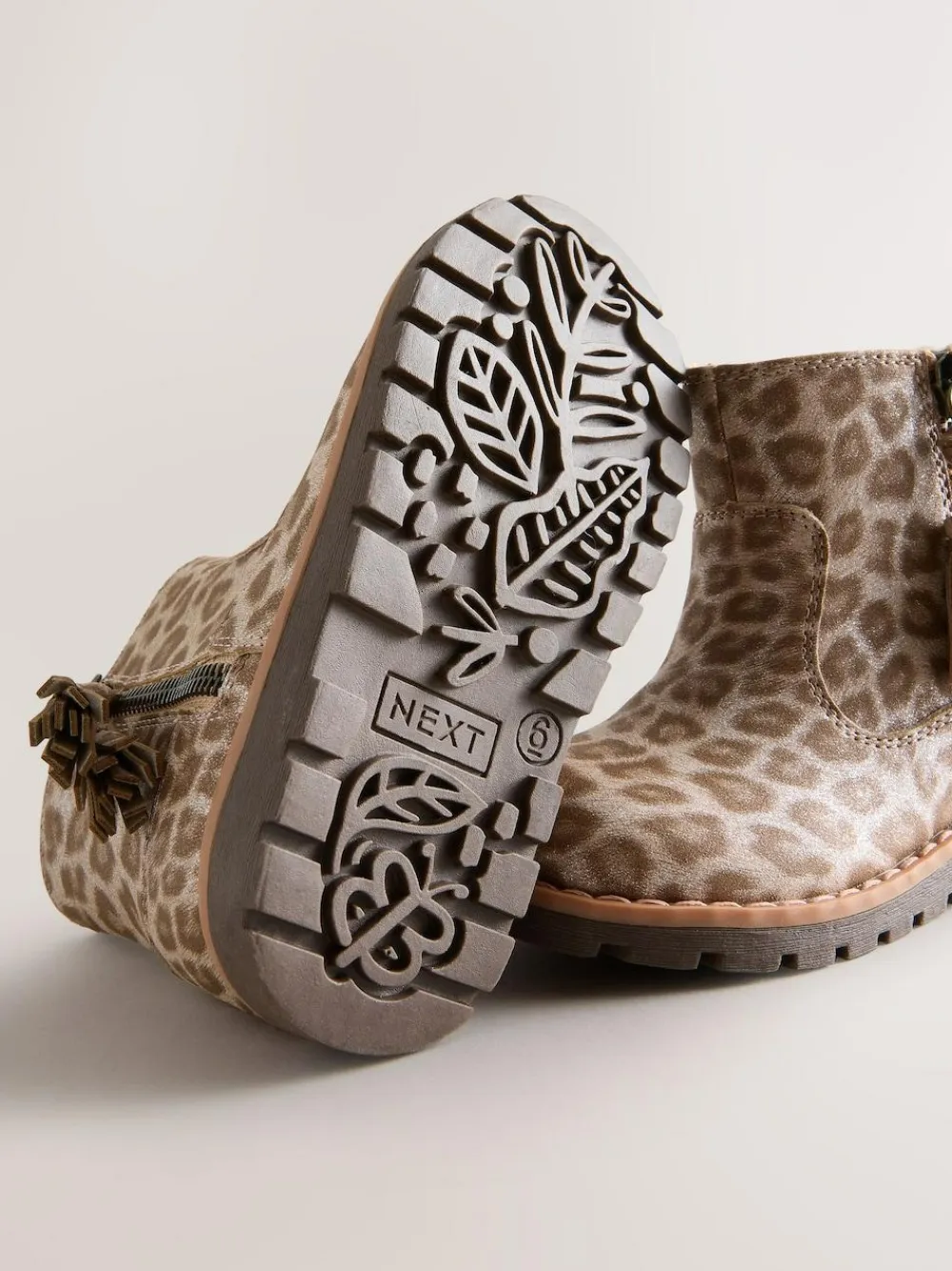 Clearance Next Animal Shimmer Wide Fit (G) Chelsea Zip Tassel Ankle Boots