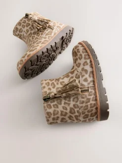 Clearance Next Animal Shimmer Wide Fit (G) Chelsea Zip Tassel Ankle Boots