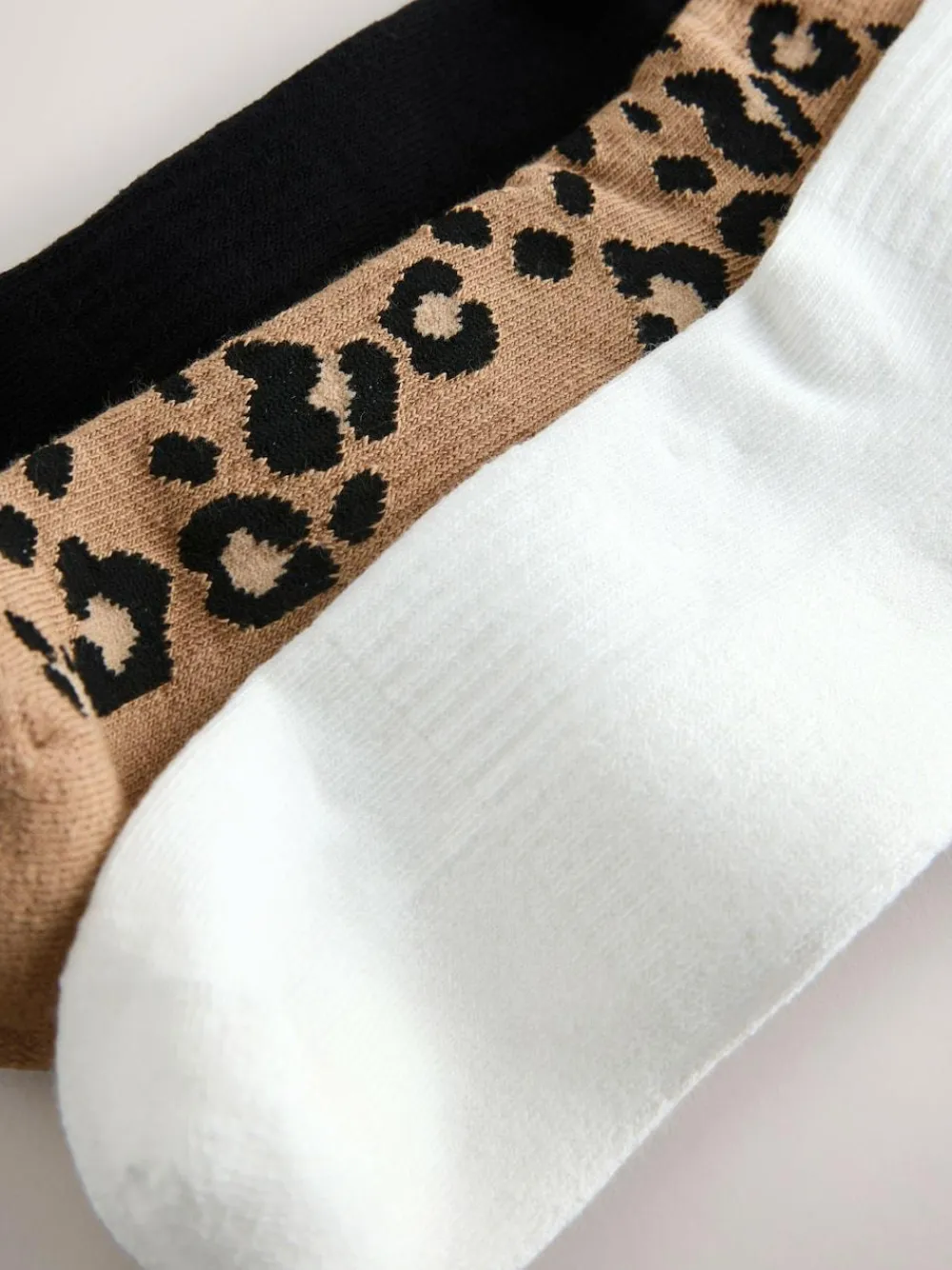 Online Next Animal Stripe Cushion Sole Ribbed Sport Ankle Socks 3 Pack With Arch Support