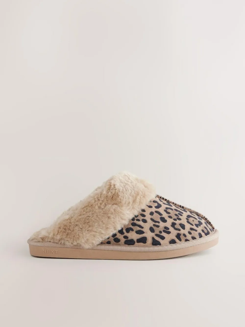 Outlet Next Animal Suede Faux Fur Lined Mule Slippers