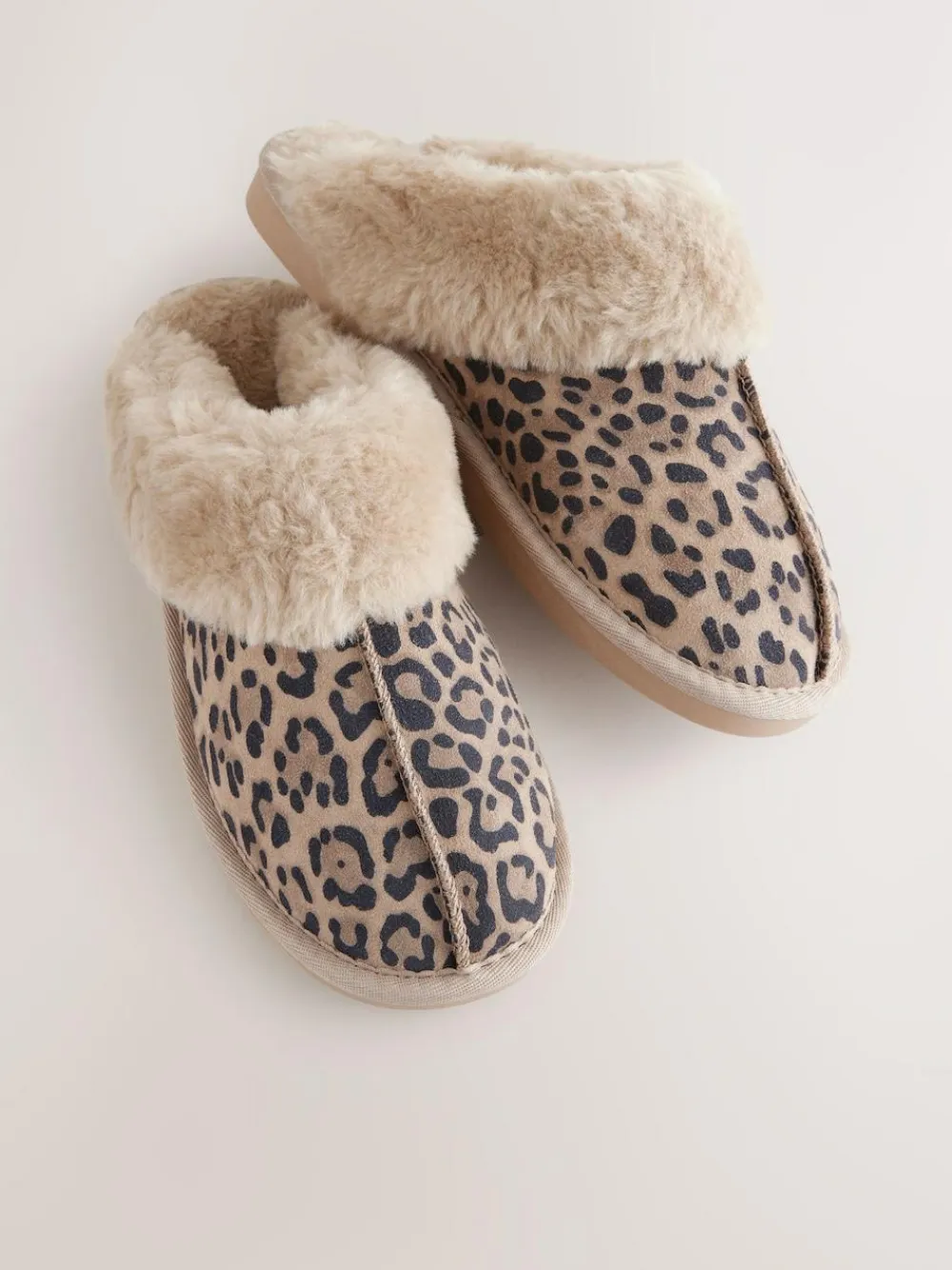 Outlet Next Animal Suede Faux Fur Lined Mule Slippers
