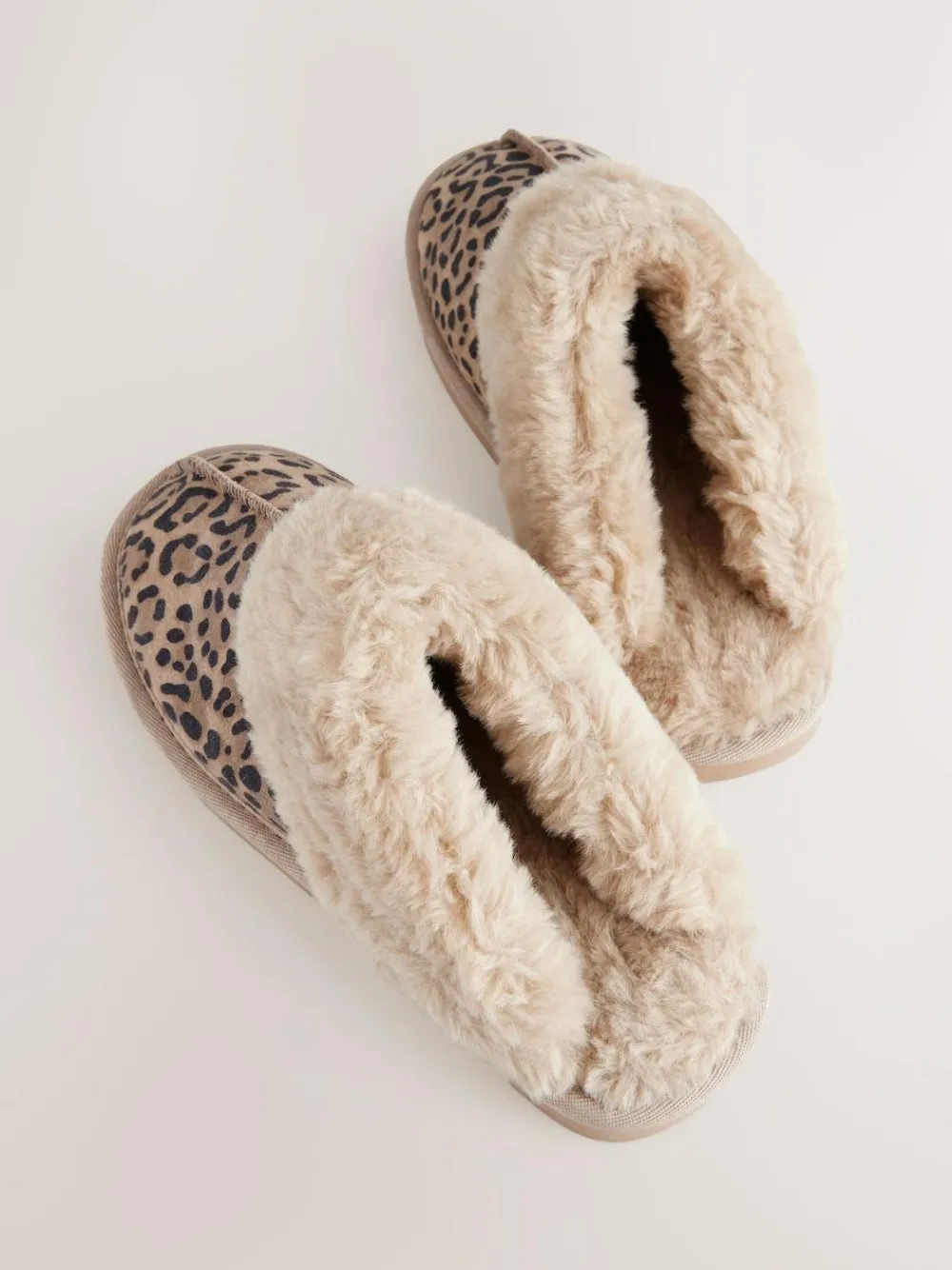 Outlet Next Animal Suede Faux Fur Lined Mule Slippers
