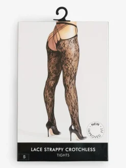 Ann Summers Black Lace Strappy Crotchless Tights^Women Socks & Tights