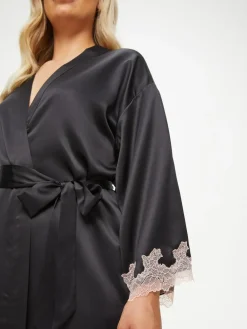Ann Summers Black Satin Sorella Maxi Robe Dressing Gown^Women Bathrobes|All Night & Lounge