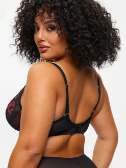 Ann Summers Black/Red DD+ Non Pad Plunge Sexy Lace Bra^Women Dd+ Range