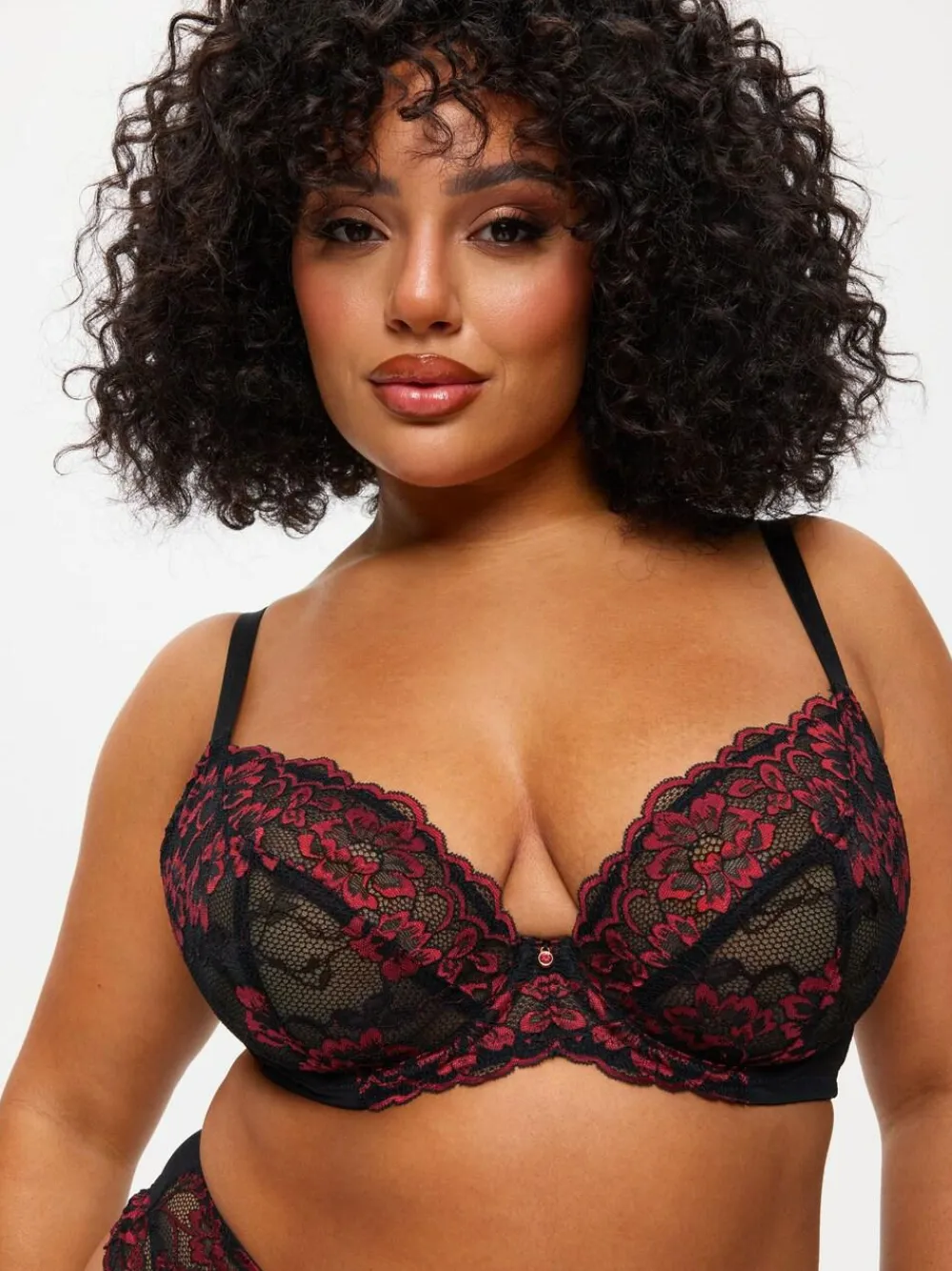 Ann Summers Black/Red DD+ Non Pad Plunge Sexy Lace Bra^Women Dd+ Range
