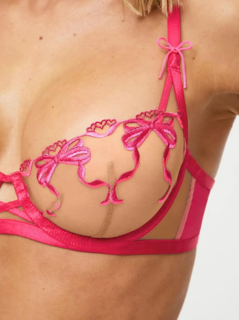 Ann Summers Pink Bound By Love Non Pad Balcony Bra^Women Bras