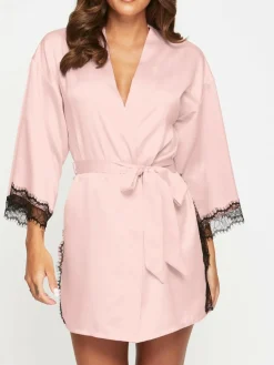 Online Ann Summers Satin Cherryann Robe Dressing Gown Pink