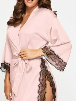 Online Ann Summers Satin Cherryann Robe Dressing Gown Pink