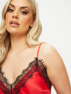 Outlet Ann Summers Cerise Satin Cami Set Red