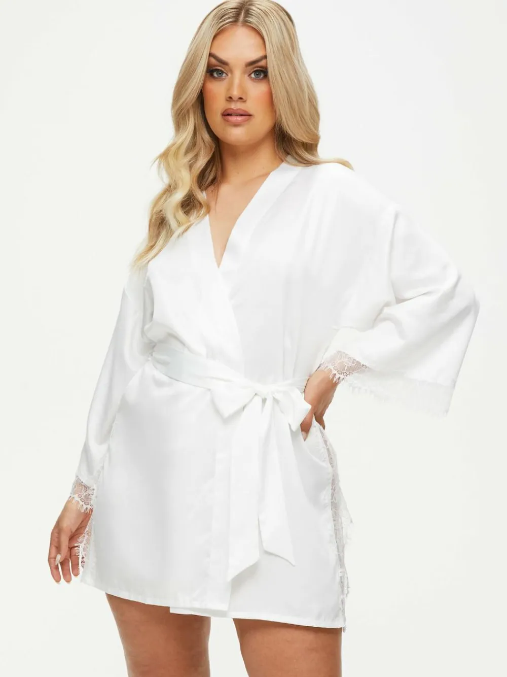 Clearance Ann Summers Satin Cherryann Robe Dressing Gown White