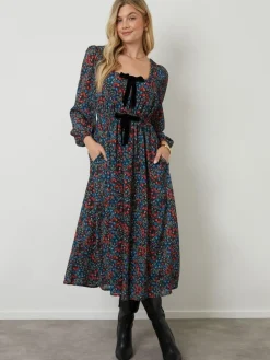 Another Sunday Bow Detail Milkmaid Midi Dress^Women Midi Dresses