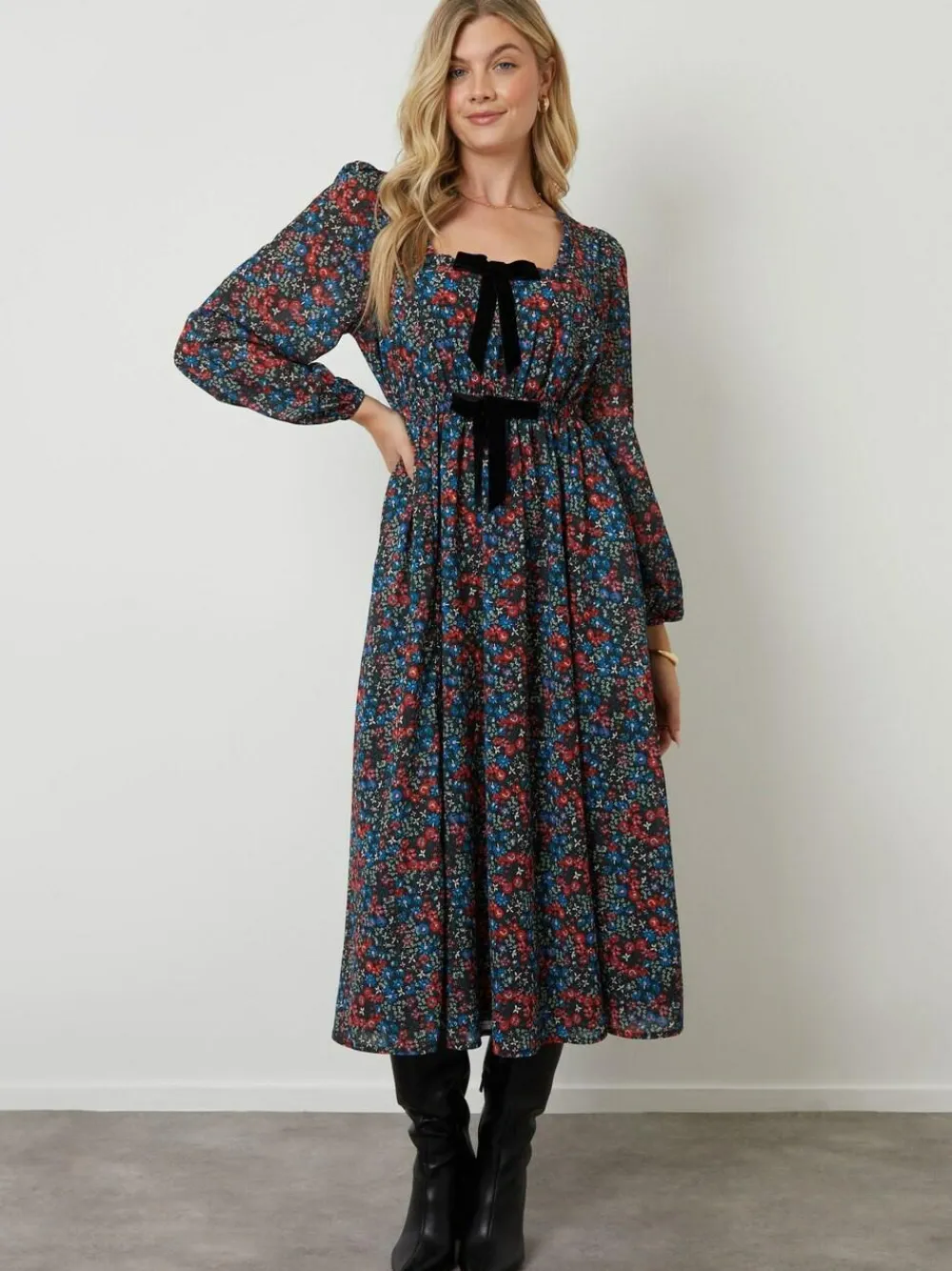 Another Sunday Bow Detail Milkmaid Midi Dress^Women Midi Dresses