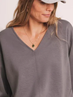 Sale JD Williams Anthology By Premium V Neck Seam Detail Modal Sweatshirt Grey