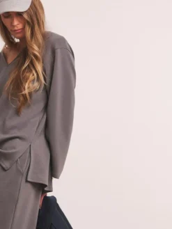 Sale JD Williams Anthology By Premium V Neck Seam Detail Modal Sweatshirt Grey