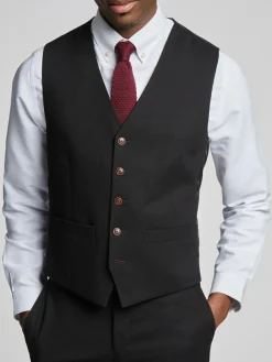 Antique Rogue Black Blake Texture Waistcoat^ Vests