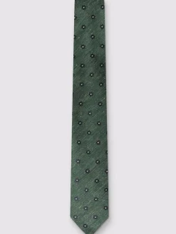 Clearance Antique Rogue Green Linen Blend Daisy Geo Tie