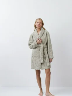 Aruelle Ela Luxury Mid Length Chevron Design Cream Robe^Women Bathrobes