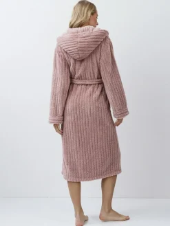 Aruelle Martha Pink Luxury Ribbed Mid-Length Dressing Gown^Women Bathrobes