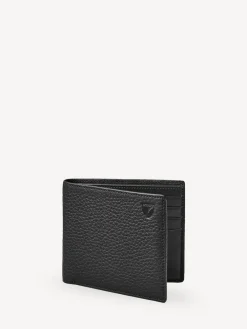 Hot Aspinal of London Billfold Wallet 8CC Pebble with Smooth Interior Leather Black