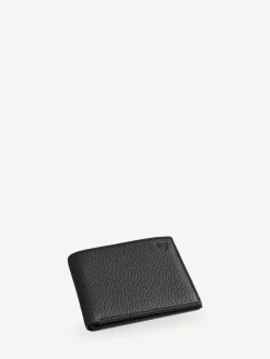 Hot Aspinal of London Billfold Wallet 8CC Pebble with Smooth Interior Leather Black