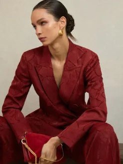 Reiss Atelier Red Ottelie Atelier Jacquard Double-Breasted Blazer^Women Suits & Tailoring