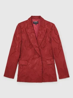 Reiss Atelier Red Ottelie Atelier Jacquard Double-Breasted Blazer^Women Suits & Tailoring