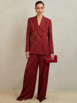 Reiss Atelier Red Ottelie Atelier Jacquard Double-Breasted Blazer^Women Suits & Tailoring