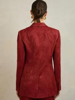 Reiss Atelier Red Ottelie Atelier Jacquard Double-Breasted Blazer^Women Suits & Tailoring